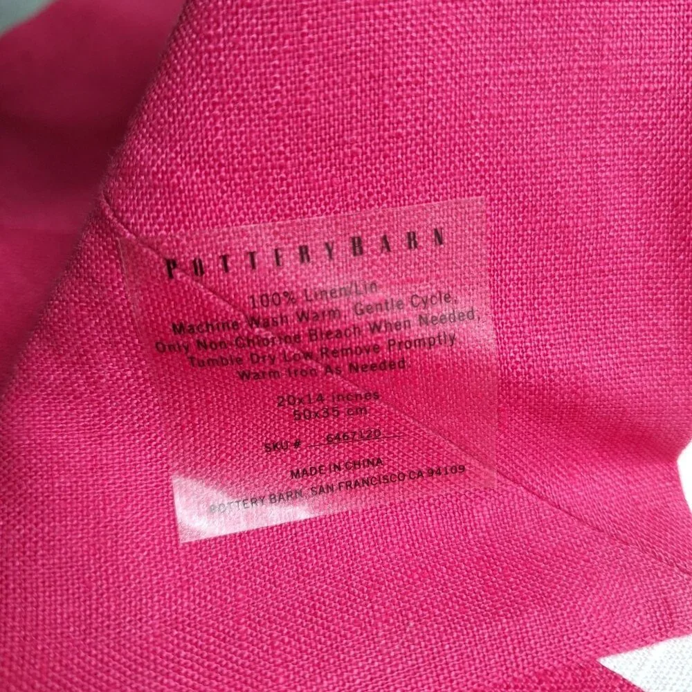 Pottary Barn Pink Napkin Placemat Set 4 Belt Rainbow‎ Ring Discolored Hot Bright